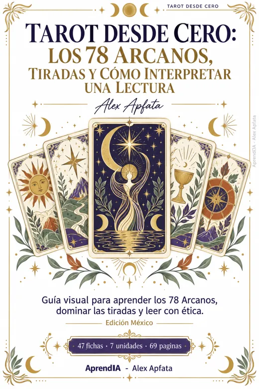 Portada: Tarot desde Cero: los 78 Arcanos, Tiradas y Cómo Interpretar una Lectura