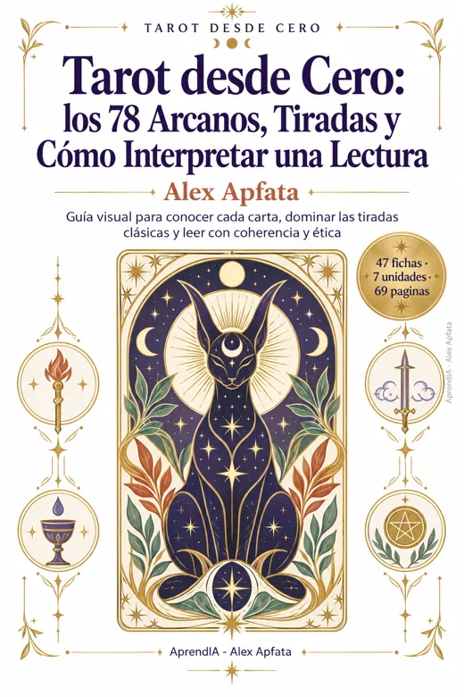 Portada: Tarot desde Cero: los 78 Arcanos, Tiradas y Cómo Interpretar una Lectura