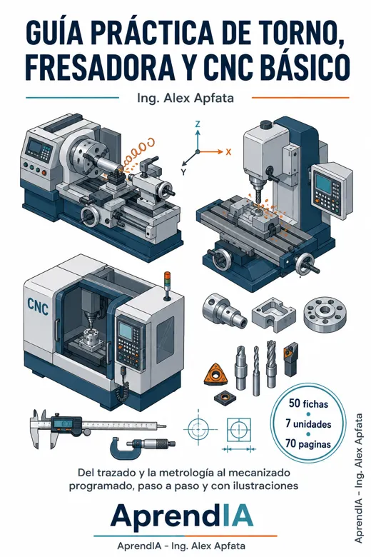 Portada: Guía Práctica de Torno, Fresadora y CNC Básico