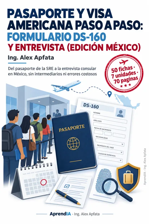 Portada de Pasaporte y Visa Americana Paso a Paso: Formulario DS-160 y Entrevista (Edición México)